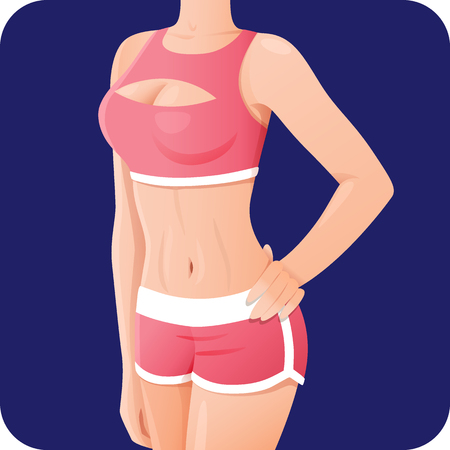 Slender sporty woman, fitness girl in sportswear iconのイラスト素材