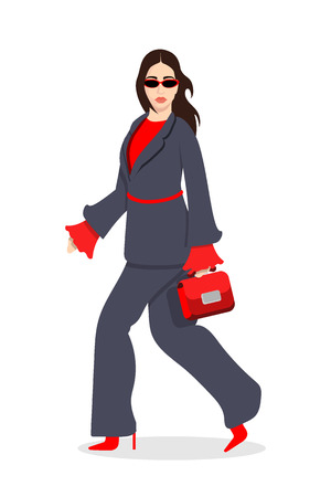 Women dressed in stylish trendy clothes, fashion girls, models wearing modern autumn outfit, female cartoon characters, vector illustrationのイラスト素材