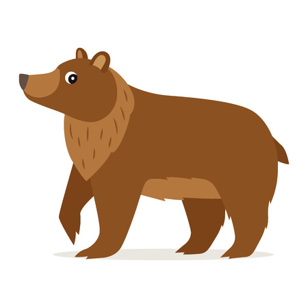 Icon of funny cute brown bear in profile isolated, forest, woodland animal, vector illustration for children book or decorationのイラスト素材