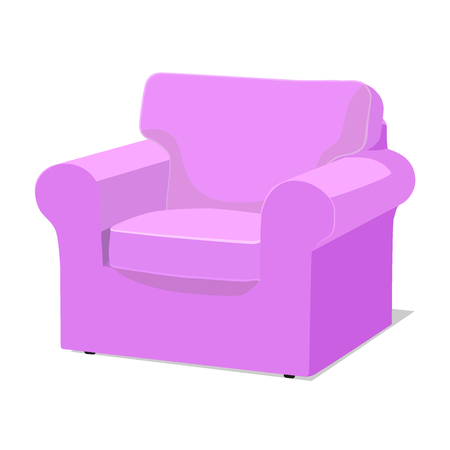 Modern colorful soft armchair with upholstery. Armchairs for room design games. Cushioned furniture, room decoration, interior design isolated on white. Vector illustration flat style.のイラスト素材
