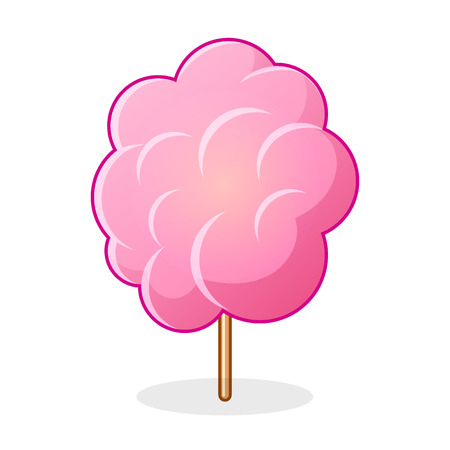 Icon of cotton candy, sugar cloud on stick isolated on white background, candy-floss, vector illustration in flat styleのイラスト素材