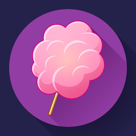 Icon of cotton candy, sugar cloud on stick, candy-floss, vector illustration in flat styleのイラスト素材