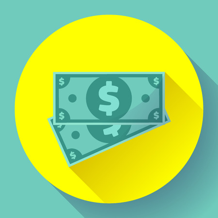 Cash Dollar icon vector in flat style - usa money and currency bill symbol.のイラスト素材