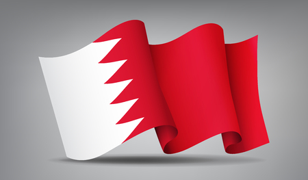 Bahrain red and white waving flag icon isolated, official symbol of country, vector illustrationのイラスト素材