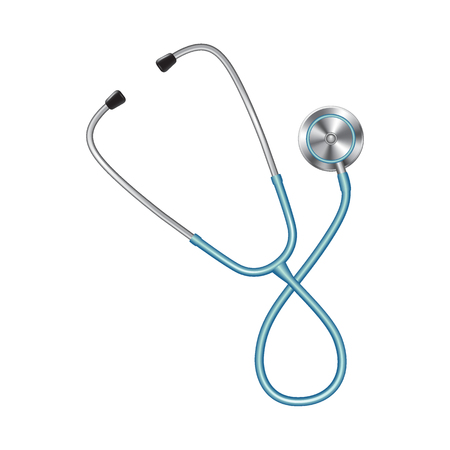 Colored stethoscopes icon, medical equipment for doctor, heart shape, vector illustration isolated on shite backgroundのイラスト素材