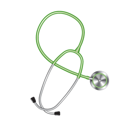 Colored stethoscopes icon, medical equipment for doctor, heart shape, vector illustration isolated on shite backgroundのイラスト素材