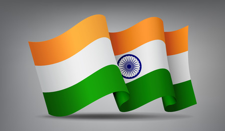 India waving flag icon isolated, official symbol of country, orange, white and green stripes, vector illustrationのイラスト素材