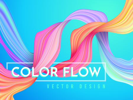 Modern color flow poster. Wave Liquid shape on light blue color background. Art design for your project. Vector illustration.のイラスト素材