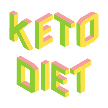 Ketogenic, Keto diet, colorful 3d letters isolated, green and pink , healthy lifestyle, vector illustration isolated on white backgroundのイラスト素材