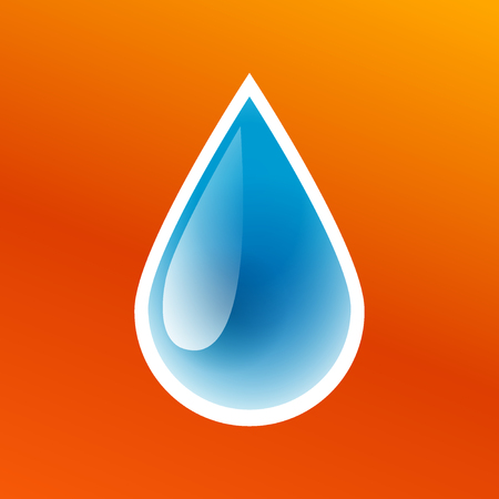 Blue drop of clean pure water icon isolated, washing sticker, fresh aqua droplet, vector illustrationのイラスト素材