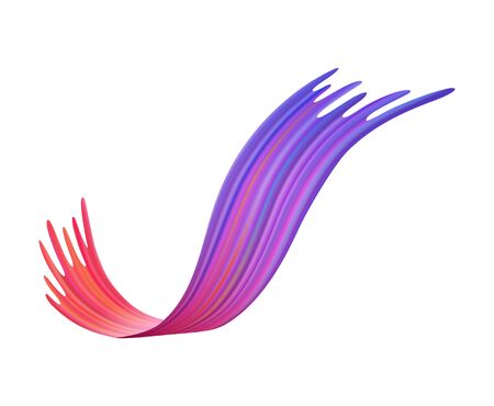 Colorful brushstroke or curvy ribbon shape of brush paint, backdrop texture made with felt-tip pen, watercolor trace, isolated on whiteのイラスト素材