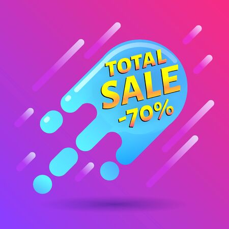 seventy percent OFF Sale Discount Banner. Special offer blue label. Flat designed Sticker Illustration.のイラスト素材