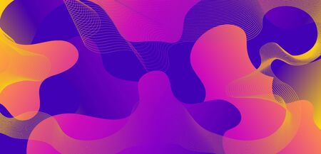 Modern colorful flow poster. Wave Liquid shape on dark pink color background. Art design for your...