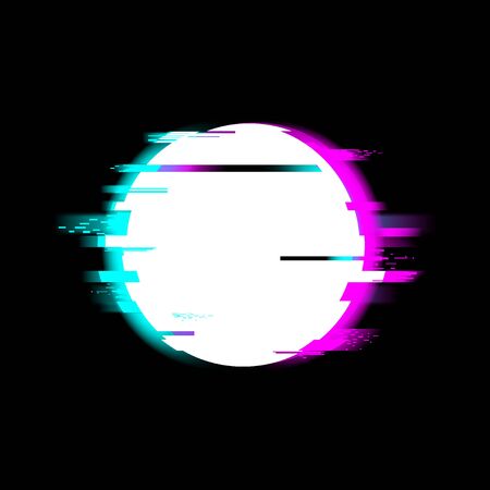 Distorted glitch style Start recording Media video file or music symbol - play video button, vector illustration on black background.のイラスト素材