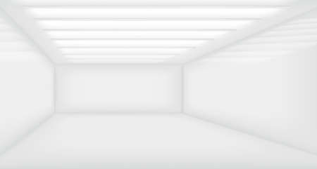 Contemporary future concept background. Empty futuristic clean white box interior room With Light. vector illustrationのイラスト素材