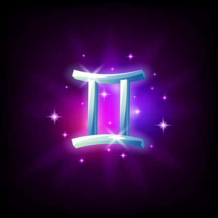 Aquarius Constellation icon in space style on dark background with galaxy and stars. Zodiac sign of air Vector Illustrationのイラスト素材