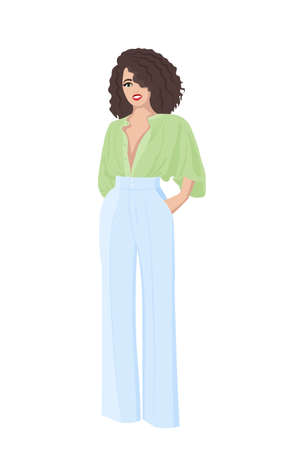 Women on high heels dressed in stylish trendy clothes - female fashion illustrationのイラスト素材