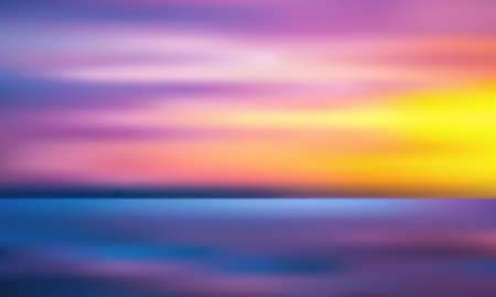 Sunset sea sky blurred background - blue and yellow colors vector illustrationのイラスト素材