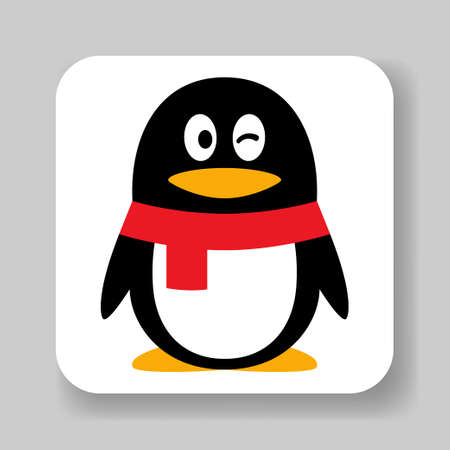 Penguin QQ messenger application icon. Social media network vectorのイラスト素材