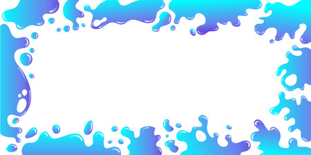 Turquoise blue wide water splatter splash frame, editable vector illustration.のイラスト素材
