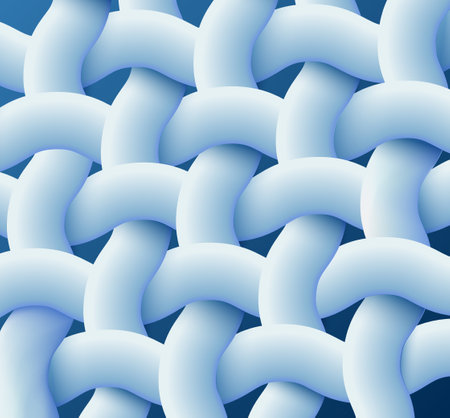 Microscopic close up look at woven textile, vector illustration on blue backgroundのイラスト素材
