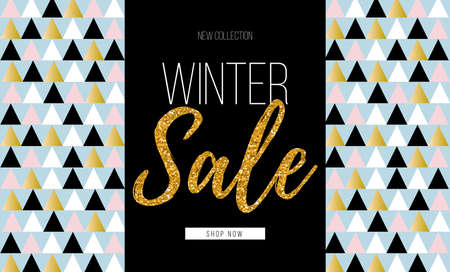 Christmas, new year, winter sale banner. Poster, background, flyer, invitation card, template design with winter elements. Vector illustrationのイラスト素材