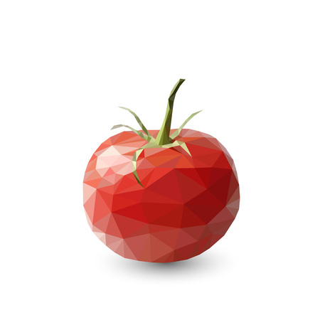 Polygonal tomato, vector abstract geometric illustrationのイラスト素材