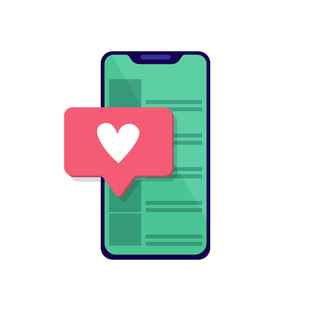 Smartphone Icon in a modern flat style and push notifications. Vector phone and social networkingのイラスト素材