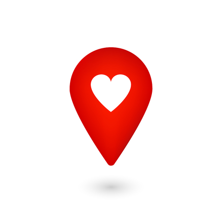 Location icon with heart, red pointer with like, markerの写真素材