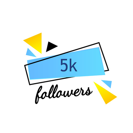 5K Followers thank you phrase on bright background with random items.Template for social media post, subscribers banner for blog. Vector illustration.の写真素材