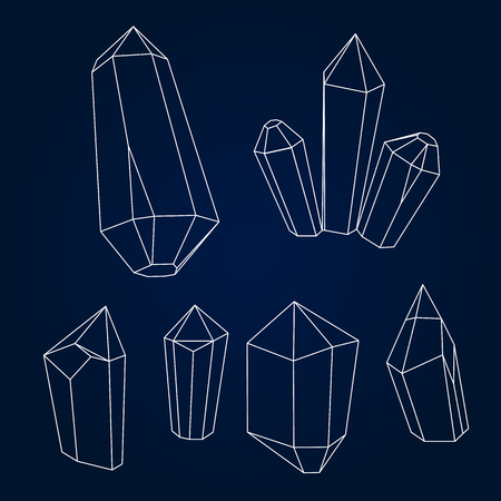 Set of geometric crystals. Geometric shapes. Trendy hipster backgroundのイラスト素材
