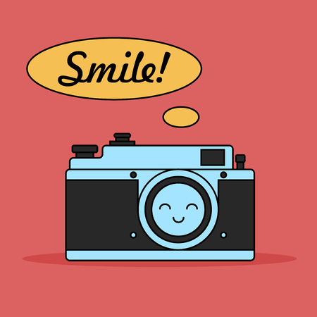 Camera character. Vector illustration. For web, card, stickersのイラスト素材