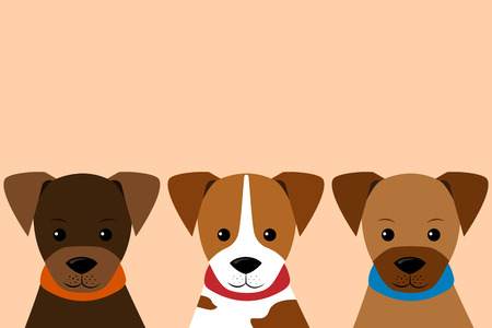 set of little Puppy in flat style.のイラスト素材