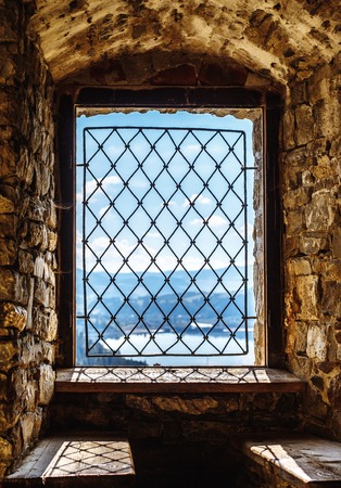 shadow of the stone carved window grill on the wall, beautifully lighting, Polandの写真素材