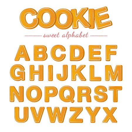 Christmas gingerbread cookies alphabet, vector illustrationのイラスト素材