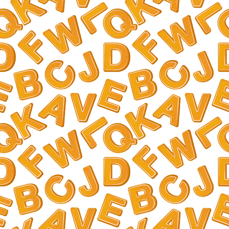 Seamless background with sweet pastries symbols. Vector Illustration with funny gingerbread lettersのイラスト素材