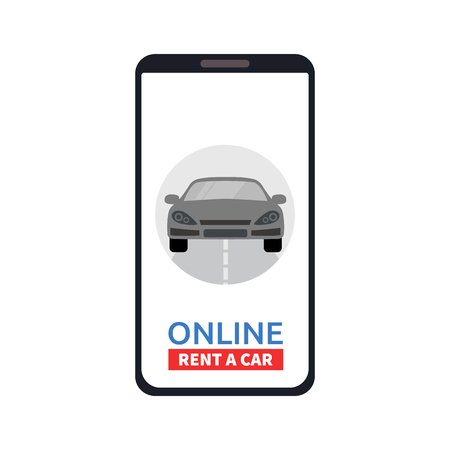 Car sharing service concept. Carsharing renting car mobile app. Vector illustration.のイラスト素材