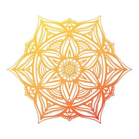 Round gradient mandala on white isolated background. Vector boho Mandala with floral patternsのイラスト素材