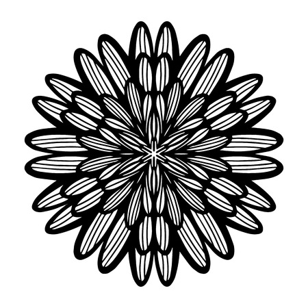 Round Vector boho black mandala on white isolated background. Anti-stress therapyのイラスト素材