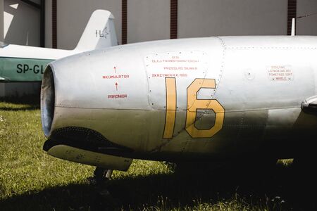 KRAKOW, POLAND - August 16, 2019: Exhibition planes in the aviation Museum in Krakow, Poland