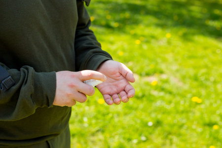 Man hands using wash hand sanitizer background.の写真素材