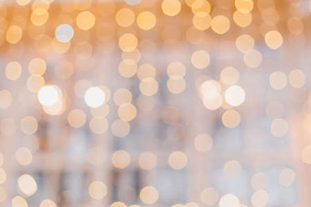 Decorative outdoor string lights at night time, Defocused Background, night city life, party timeの写真素材