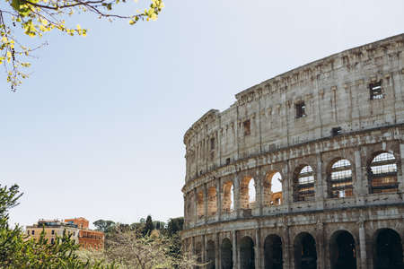 Great Roman Colosseum, Coliseum, Colosseo, also known as the Flavian Amphitheatre. Famous world...