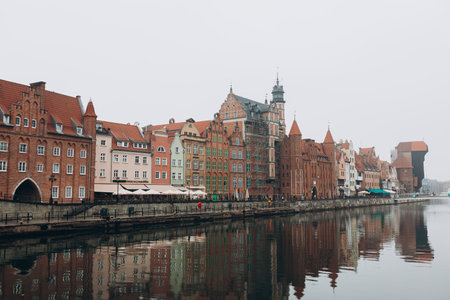 GDANSK, POLAND - October 31, 2022 View of the riverside in Old Town by the Motlawa river, Gdansk is...