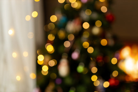 Lighting bulb bokeh in festival background. The circle bokeh on the Christmas dayの写真素材