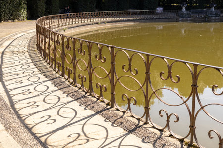 Metal fence in the parkの写真素材