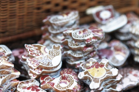 Colorful gingerbread arranged for sale 
