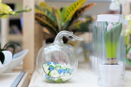 Delicious flowers in original vase arranged for sale の写真素材