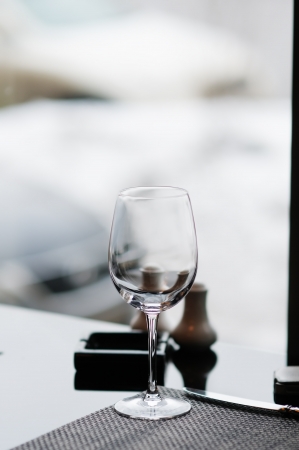 Wine glass on a table の写真素材