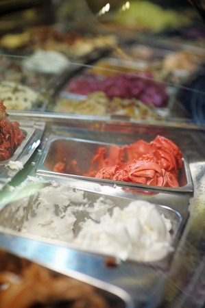 Variety of ice cream in the shop